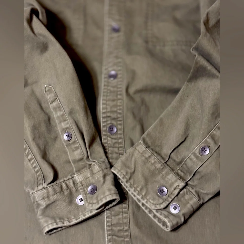 EXPRESS Men's Long Sleeve Button Up Shirt Jacket | Olive | Army Green Large‎